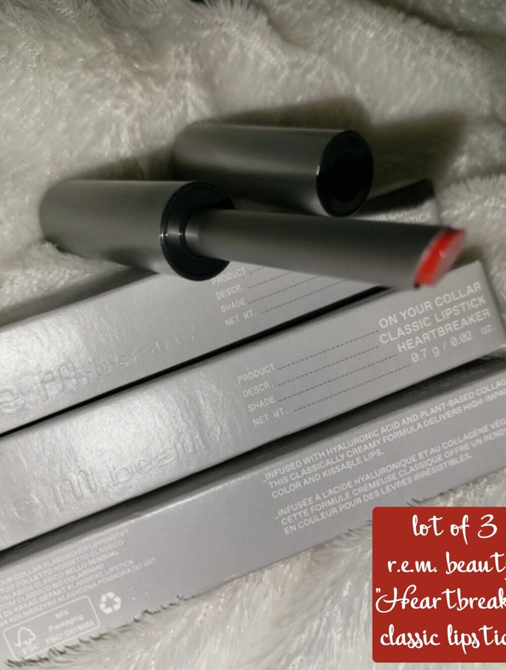 LOT OF 3~ r.e.m. beauty Classic Lipstick "Heartbreaker" - Red